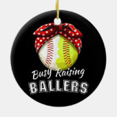 Belebtes Raising Ballers Funny Softball Baseball S Keramik Ornament (Hinten)