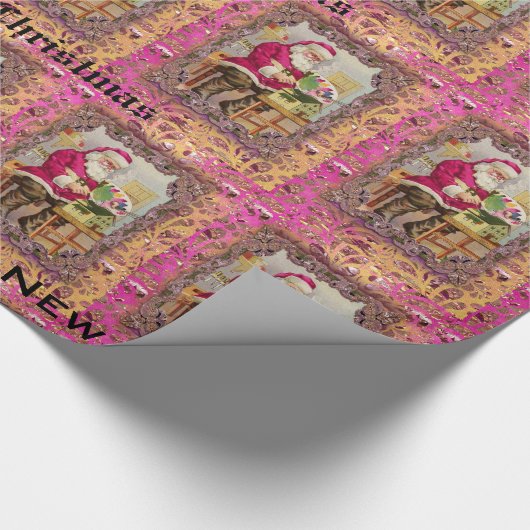 Belebtes Santa Viktorianisches Hübsch rosa Wrappin Geschenkpapier (Ecke)