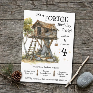 Beleg für das Konzept Boy Fort(h) Treehouse Geburt Einladung