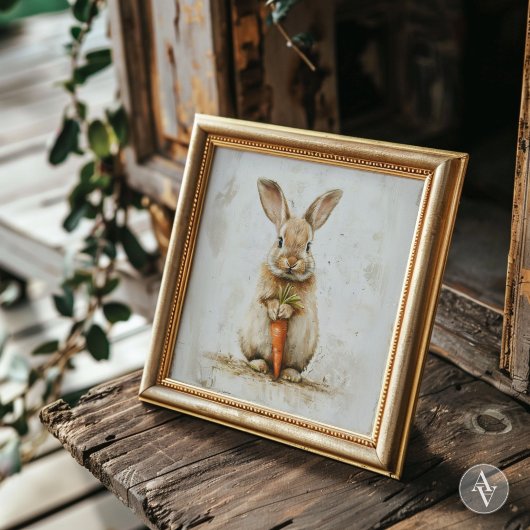 Belegen mit Carrot-Malerei Whimsical Rabbit Art Poster