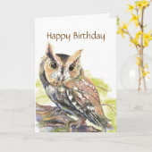 Beleidigende niedliche Eule, lustiger Vogel, Karte (Gelbe Blume)