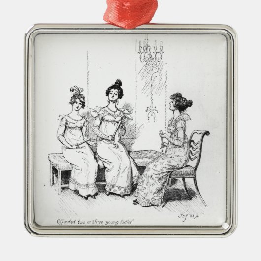 Beleidigte zwei oder drei junge Damen Silbernes Ornament (Vorne)
