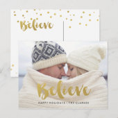 Beleive | Gold Shimmer Holiday Postkarte (Vorne/Hinten)