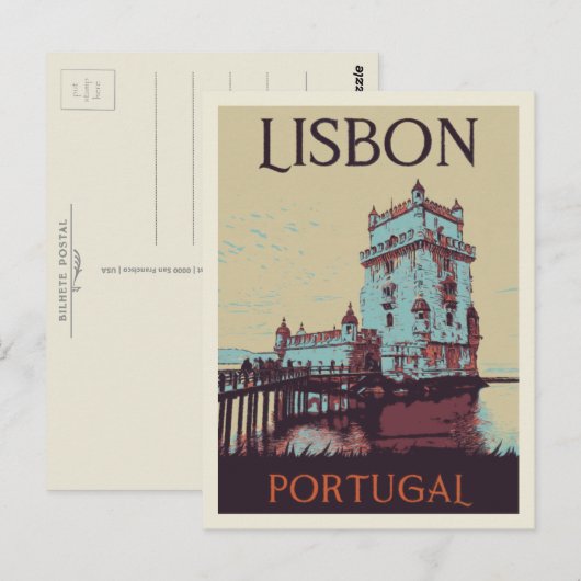 Belem-Hochhaus-Abbildung Portugal Postkarte (Vorne/Hinten)