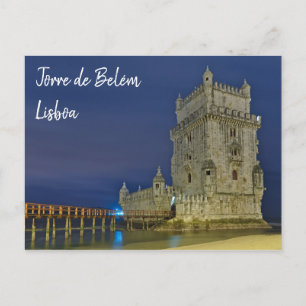 Belem Tower am Abend in Lissabon. Portugal Postkarte