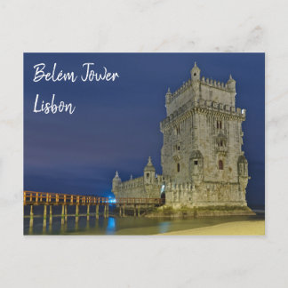 Belem Tower am Abend in Lissabon. Portugal Postkarte