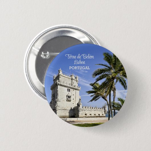 Belém Tower Foto, Lissabon, Portugal Button (Vorne & Hinten)