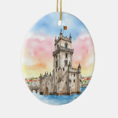 Belem Tower Lissabon Portugal Aquatercolor Keramik Ornament (Rechts)