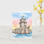 Belem Tower Lissabon Portugal Karte (Gelbe Blume)
