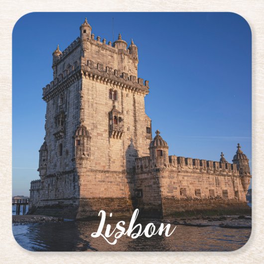 Belem Turm bei Sonnenuntergang in Lissabon, Portug Rechteckiger Pappuntersetzer (Vorderseite)