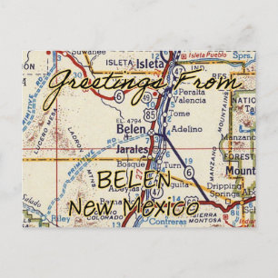 Belen New Mexico Vintag Map Postkarte