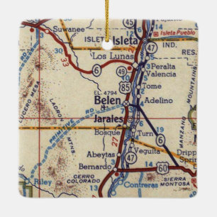 Belen New Mexico Vintage Karte Keramikornament