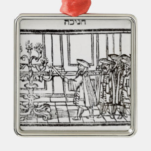 Beleuchten des Menorah Silbernes Ornament