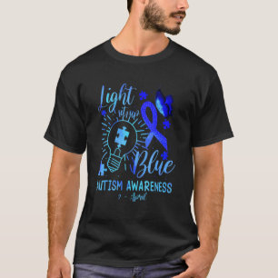 Beleuchten Sie das blaue Puzzle Butterfly Ribbon A T-Shirt