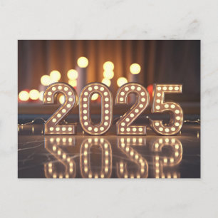 Beleuchtet 2025 Bokeh neues Jahr Feiertagspostkarte