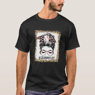 Beleuchtet Baseball Grammy Messy Bun Game Day Mutt T-Shirt