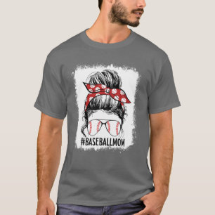 Beleuchtet Baseball Mama Messy Bun Game Day Vibes T-Shirt