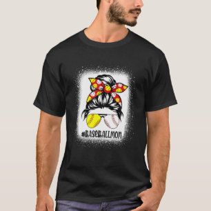 Beleuchtet Baseball Mama Messy Bun Game Day Vibes T-Shirt