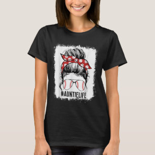 Beleuchtet Baseball Tante Messy Bun Game Day Vibes T-Shirt