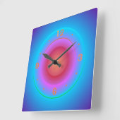 Beleuchtet blaues Aqua Orange Rosa Ringe>Wunder Quadratische Wanduhr (Winkel)