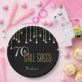 Beleuchtet freche schwarze silberne Schnur des Pappteller (Party)