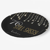 Beleuchtet freche schwarze silberne Schnur des Pappteller (Schrägansicht)