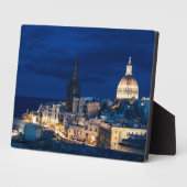 Beleuchtet in der Nacht Valletta Altstadt und Hafe Fotoplatte (Seite)