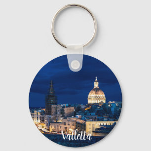 Beleuchtet in der Nacht Valletta Altstadt und Hafe Schlüsselanhänger