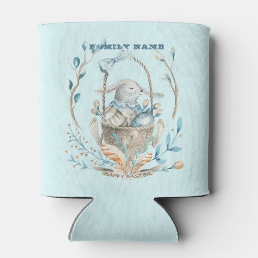 Beleuchtet in einem Osterkorb Happy Oaster Text Dosenkühler (Rückseite)