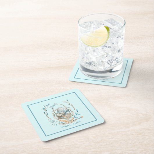 Beleuchtet in einem Osterkorb Happy Oaster Text Rechteckiger Pappuntersetzer (Vor Ort)