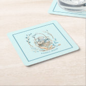 Beleuchtet in einem Osterkorb Happy Oaster Text Rechteckiger Pappuntersetzer (angewinkelt)