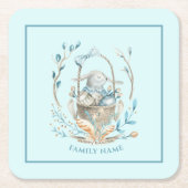 Beleuchtet in einem Osterkorb Happy Oaster Text Rechteckiger Pappuntersetzer (Vorderseite)