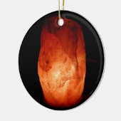 Beleuchtet Orange Himalayan Salt Lamp Licht auf ei Keramik Ornament (Links)