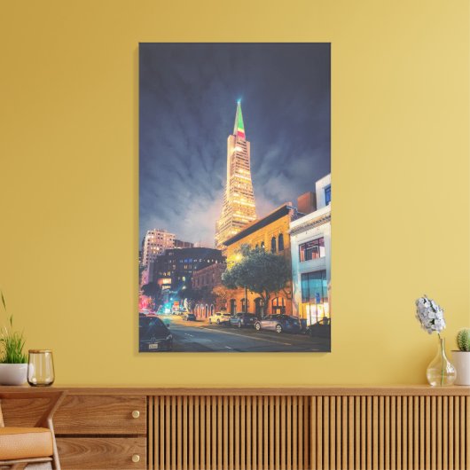 Beleuchtet TransAmerica Leinwanddruck (Insitu (Wohnzimmer))