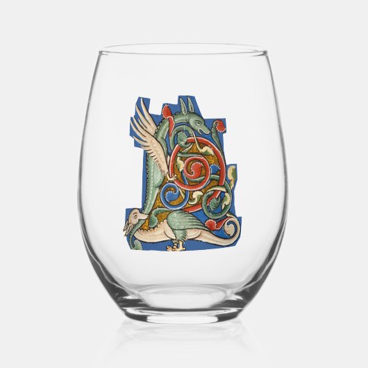 beleuchtete Initial L Weinglas Ohne Stiel (Vorderseite)