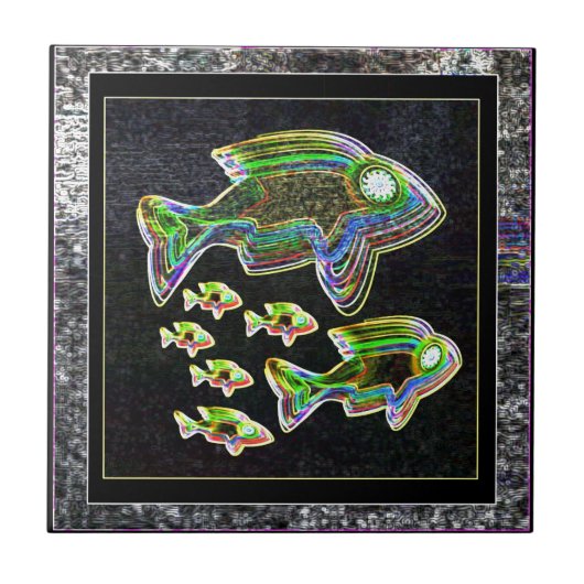 Beleuchtete Reflektion: Fisch in Flutlicht Fliese (Vorderseite)