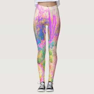 Beleuchtete rosa und korallenrote Gartenlandschaft Leggings