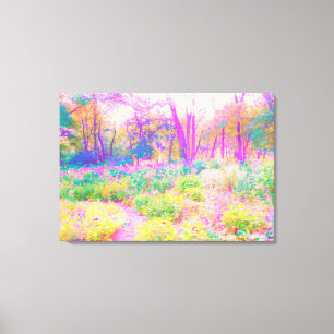 Beleuchtete rosa und korallenrote Gartenlandschaft Leinwanddruck