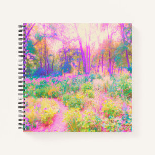 Beleuchtete rosa und korallenrote Gartenlandschaft Notizblock
