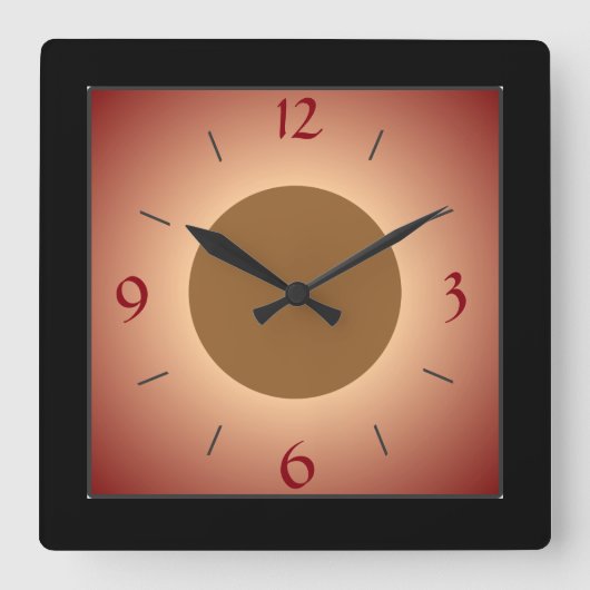 Beleuchtete rote/tan/gelbe Wandklemme Quadratische Wanduhr (Vorderseite)