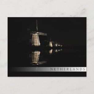 Beleuchtete Windmühlen am Bar Postkarte
