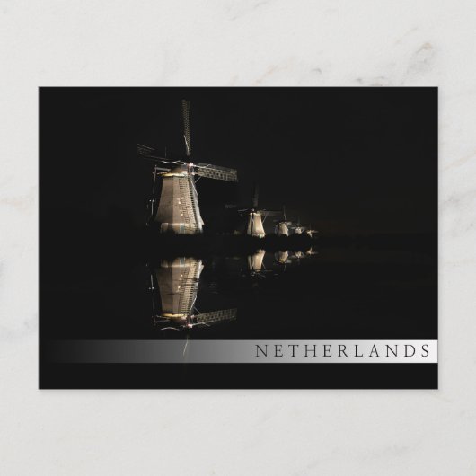 Beleuchtete Windmühlen am Bar Postkarte (Vorderseite)