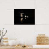 Beleuchtete Windmühlen, Kinderdijk am Nachtposter Poster (Küche)