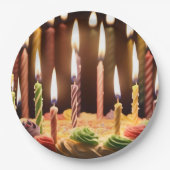 Beleuchtete Wünsche: Glühende Kerzen Tageskuchen Pappteller (Vorderseite)