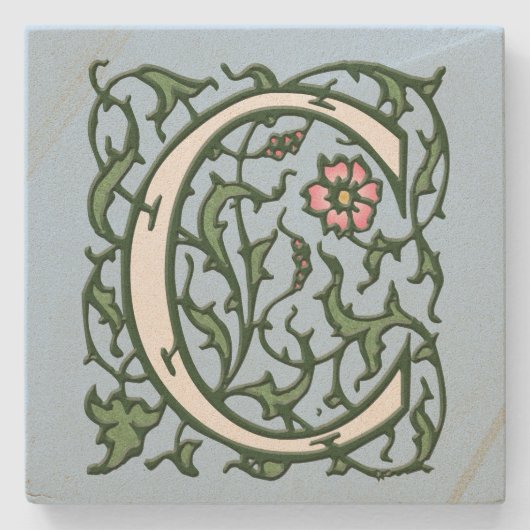 beleuchteter Blumenbrief C Steinuntersetzer (Vorderseite)