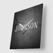 Beleuchteter schwarzer Schieferstein mit Namen Quadratische Wanduhr (Winkel)