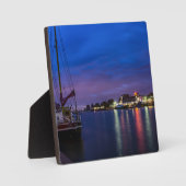 Beleuchteter Volendam-Hafen nachts Fotoplatte (Vorderseite)