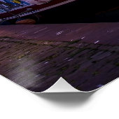 Beleuchteter Volendam-Hafen nachts Poster (Ecke)