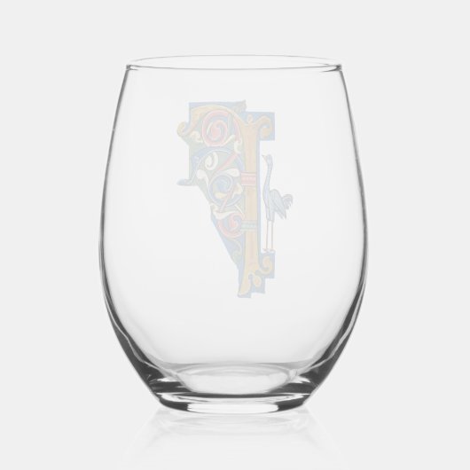 beleuchtetes anfängliches F-Weinglas Weinglas Ohne Stiel (Rückseite)