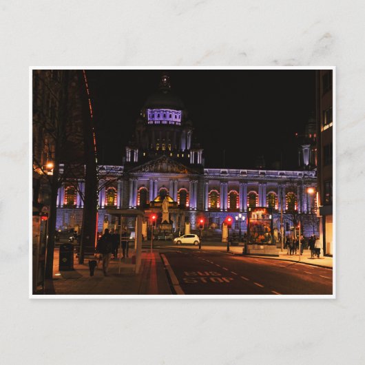 Belfast City Hall in der Nacht Postkarte (Vorderseite)